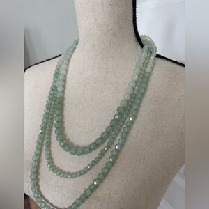 Multi-Strand Shimmering Green Beaded Necklace